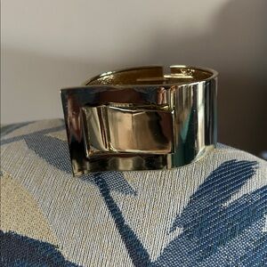 Cuff Bracelet- Gold-tone- Hinged
